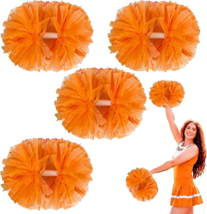 Zankubom 4 Pcs Metallic Cheerleading Pom Poms, 12Inch Cheerleader Pompoms with Baton Handle for School Team Sports Games Dance Cheer - Image 1